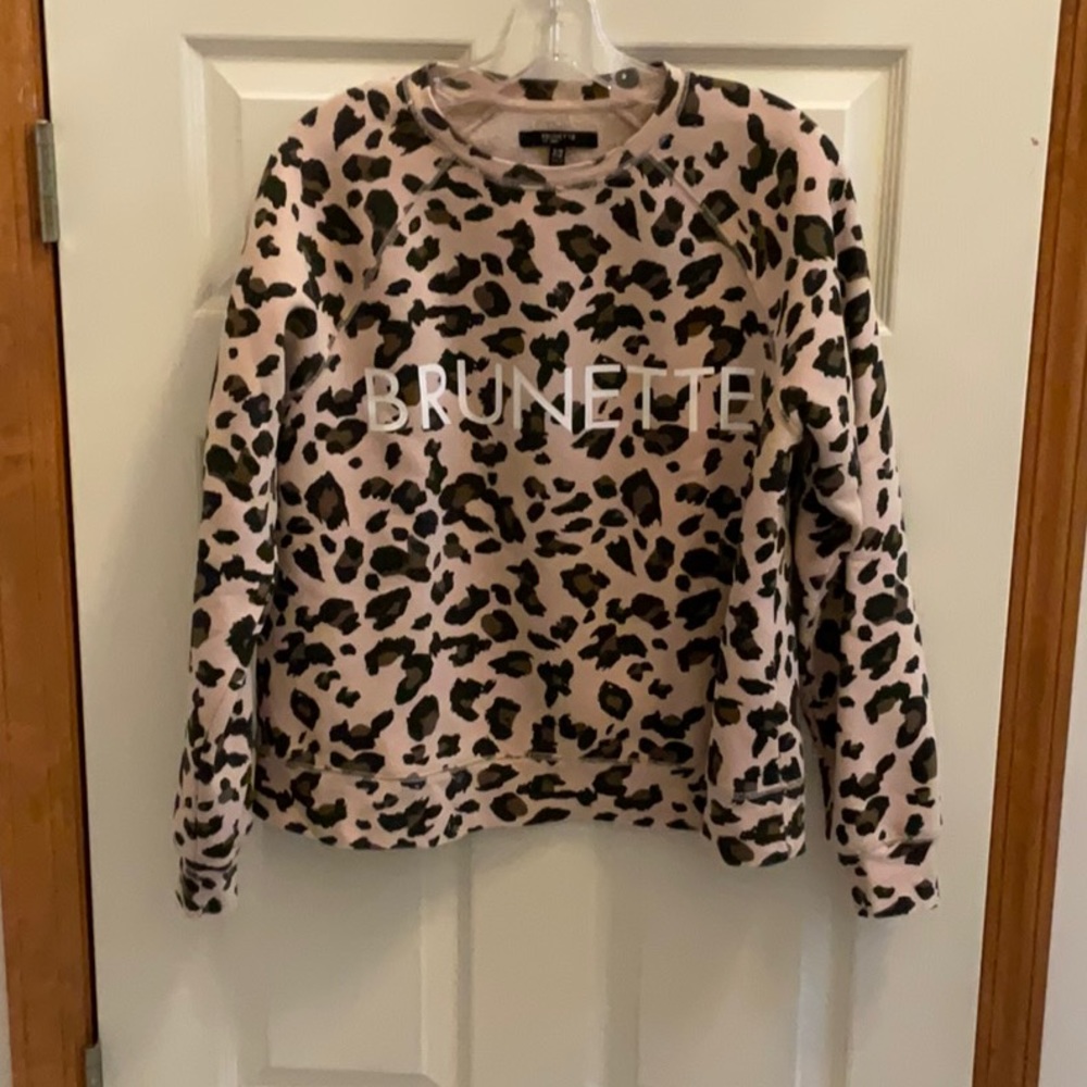 BRUNETTE The Label Brunette Animal Print Sweatshirt Tan Brown -Size S/M